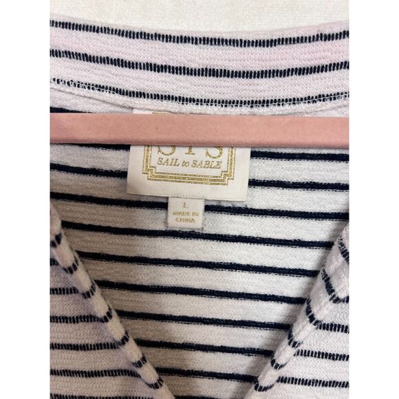 Sail to Sable Dress Size Large White with Blue Stripes Pink Tassels - Picture 4 of 5